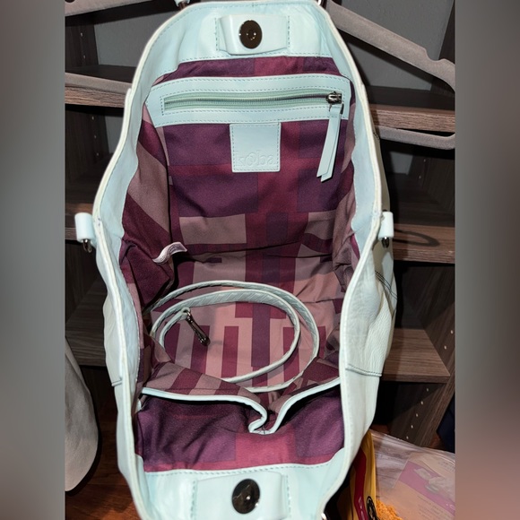 Kooba Robin's Egg Blue Leather Bag Purple Interior & Crossbody Strap w/Dust Bag - Picture 2 of 4